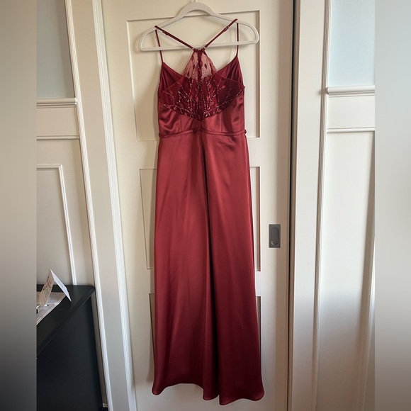 sofia bridesmaid dresses Cicinia Floor Length Cap Sleeves Chiffon Bridesmaid Dresses, Dusty_Rose main image 0